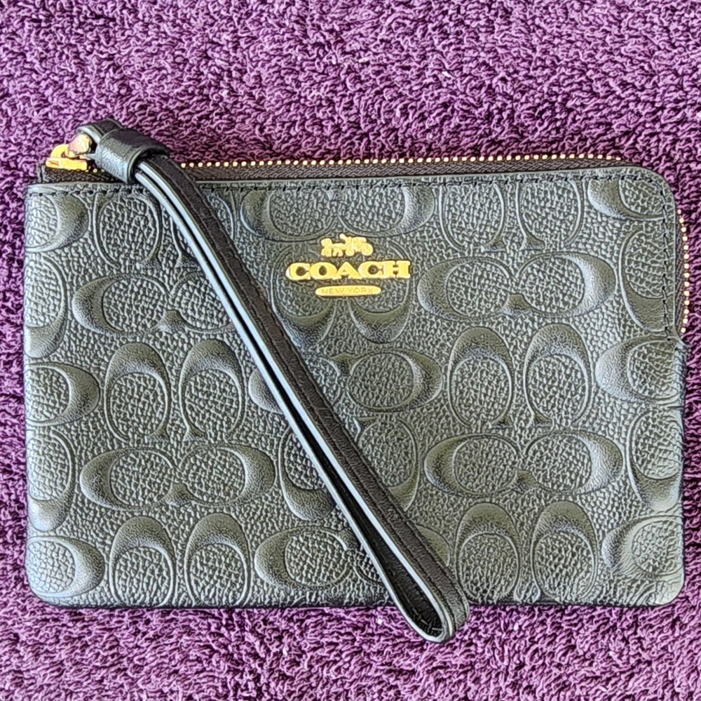 Coach small black wristlet w/ signature "c"